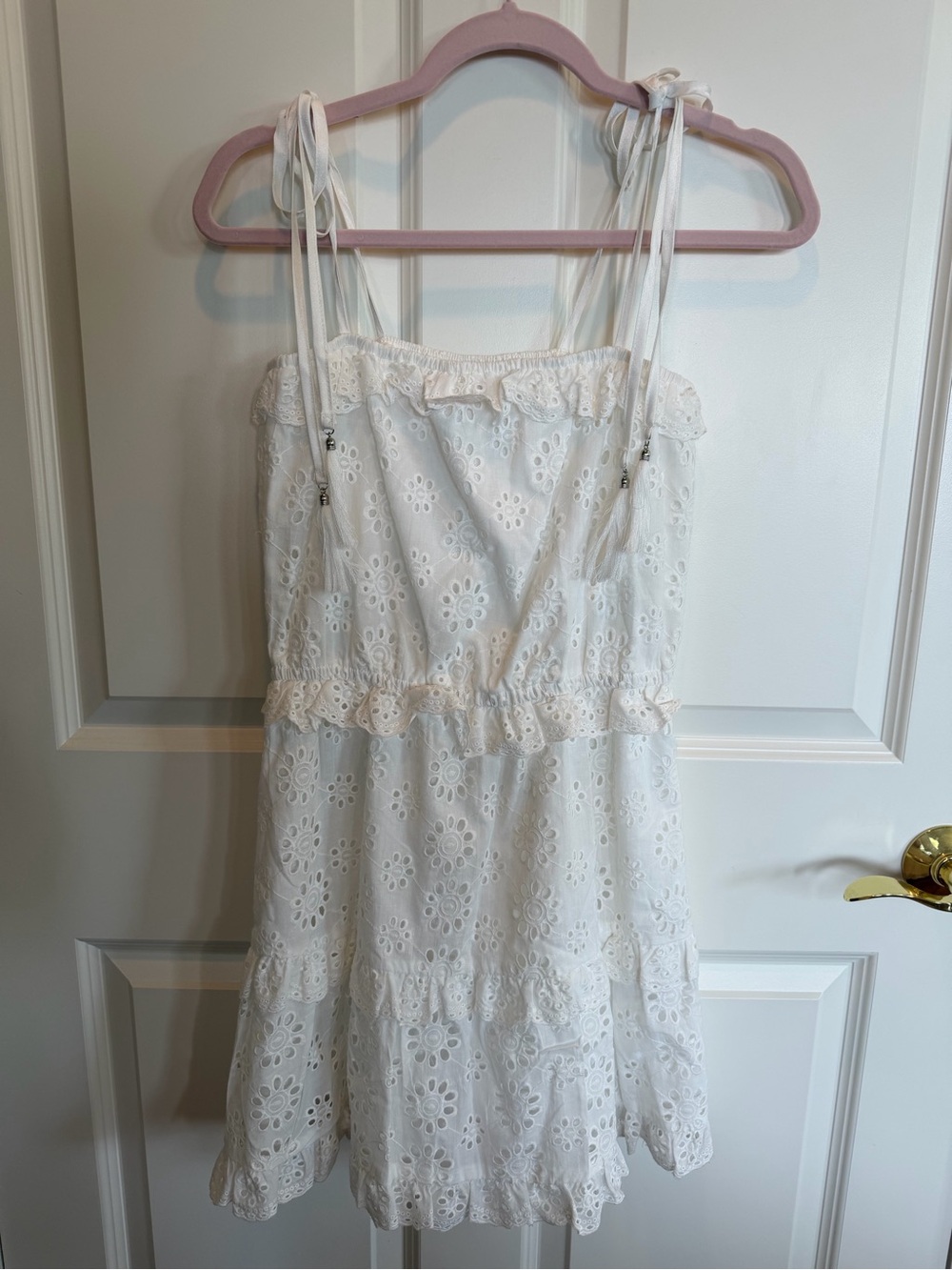 Stellah White Eyelet Sundress with Tie Straps- Sample